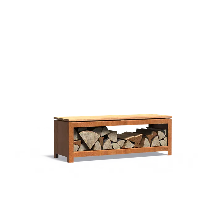 Cortenstaal Houtopslag - Bank 120 x 40 x 42.4 cm