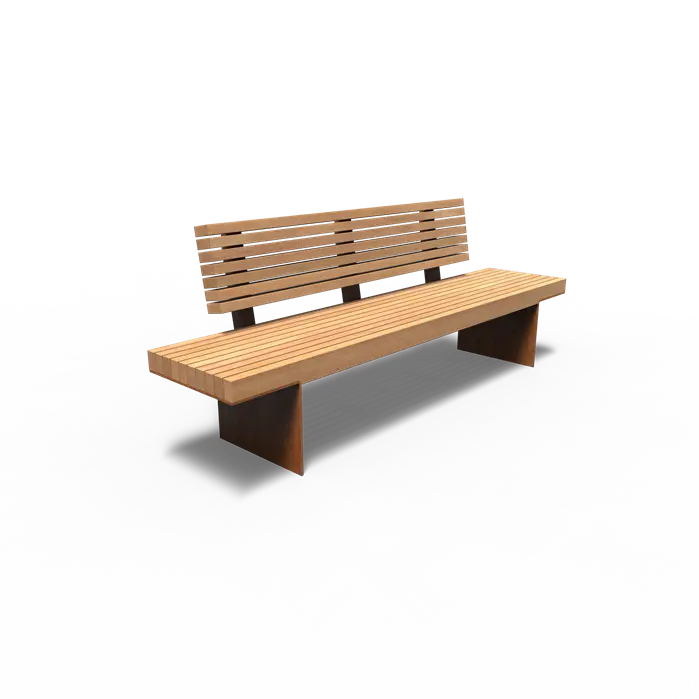 Cortenstaal Bank met Rugleuning 230 x 67 x 102.3 cm - Garapa Hardhout