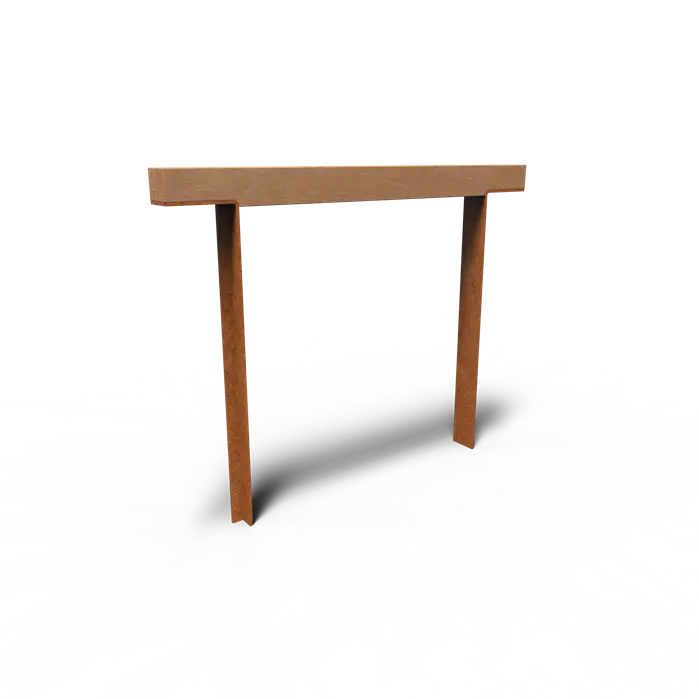 Cortenstaal Fietsaanleunbeugel 1200 x 150 x 1084 mm - Fietsnietje - Hardhout