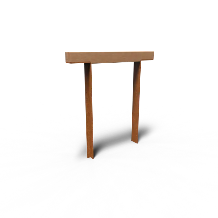 Cortenstaal Fietsaanleunbeugel 900 x 150 x 1084 mm - Fietsnietje - Hardhout