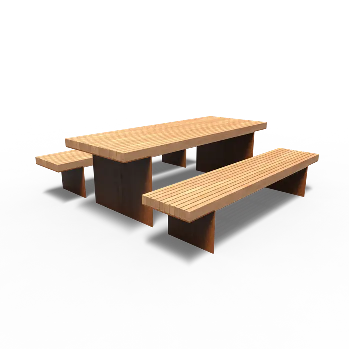 Picknick Set Cortenstaal 230 x 227 x 90 cm - Garapa Hardhout