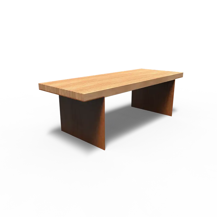 Cortenstaal Tafel 230 x 89 x 90 cm - Garapa Hardhout - Tuintafel