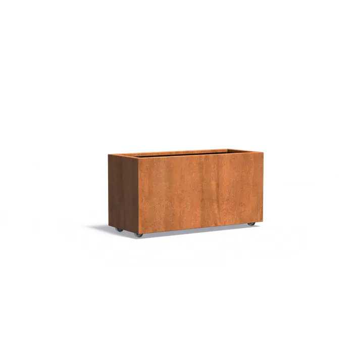 Cortenstaal Plantenbak op Wielen 120 x 50 x 60 cm
