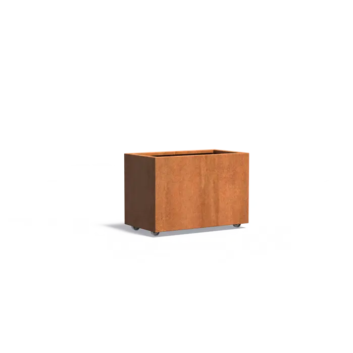Cortenstaal Plantenbak op Wielen 90 x 50 x 60 cm