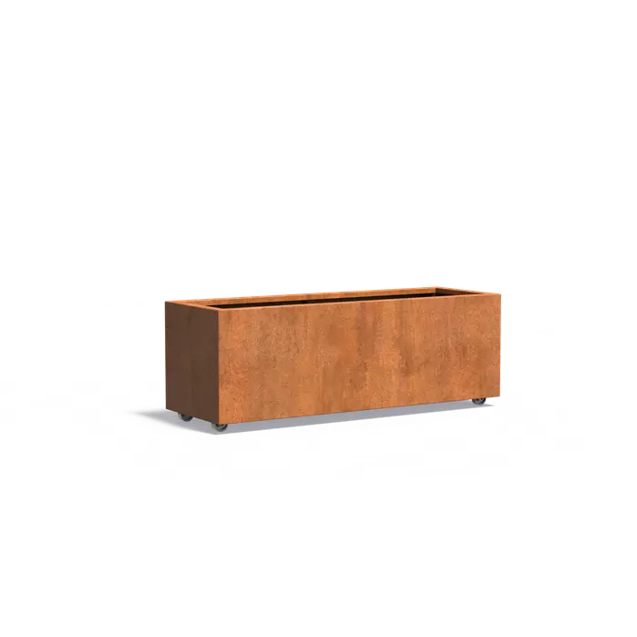 Cortenstaal Plantenbak op Wielen 150 x 50 x 50 cm