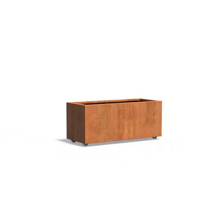 Cortenstaal Plantenbak op Wielen 120 x 50 x 50 cm