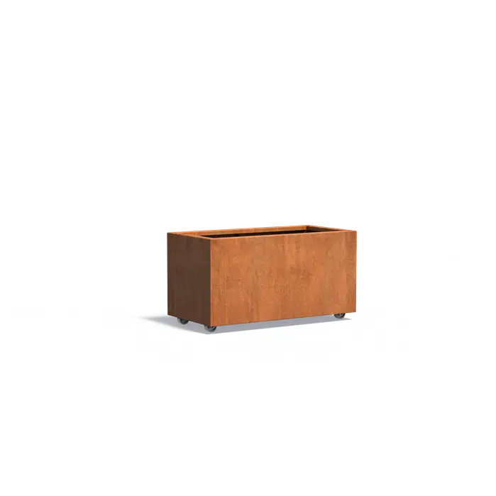 Cortenstaal Plantenbak op Wielen 100 x 50 x 50 cm