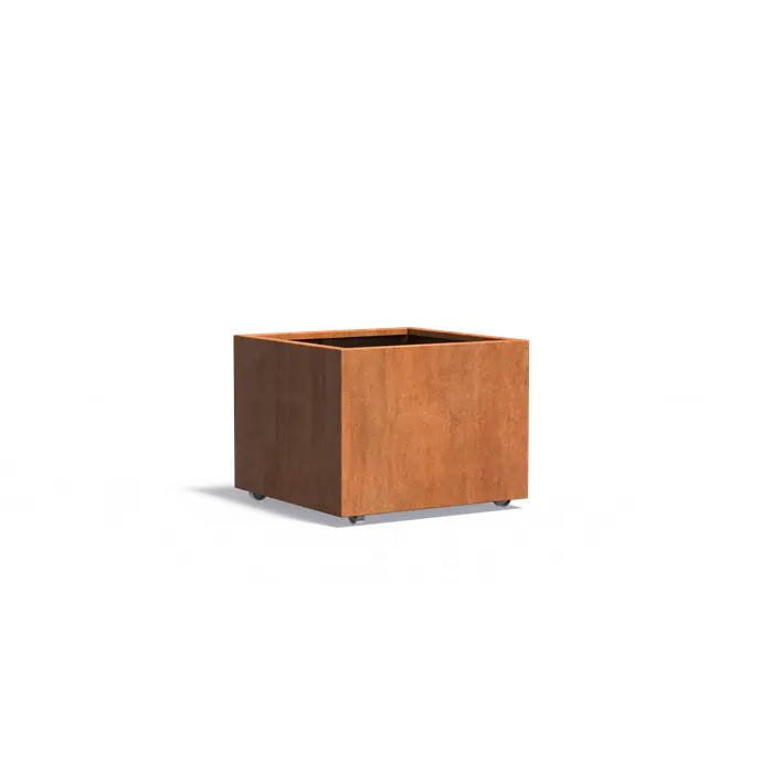Cortenstaal Plantenbak op Wielen 80 x 80 x 60 cm
