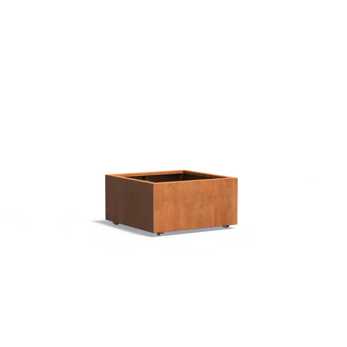 Cortenstaal Plantenbak op Wielen 80 x 80 x 40 cm