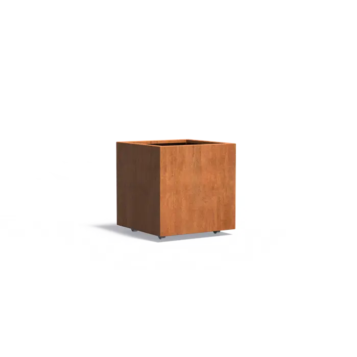 Cortenstaal Plantenbak op Wielen 70 x 70 x 70 cm