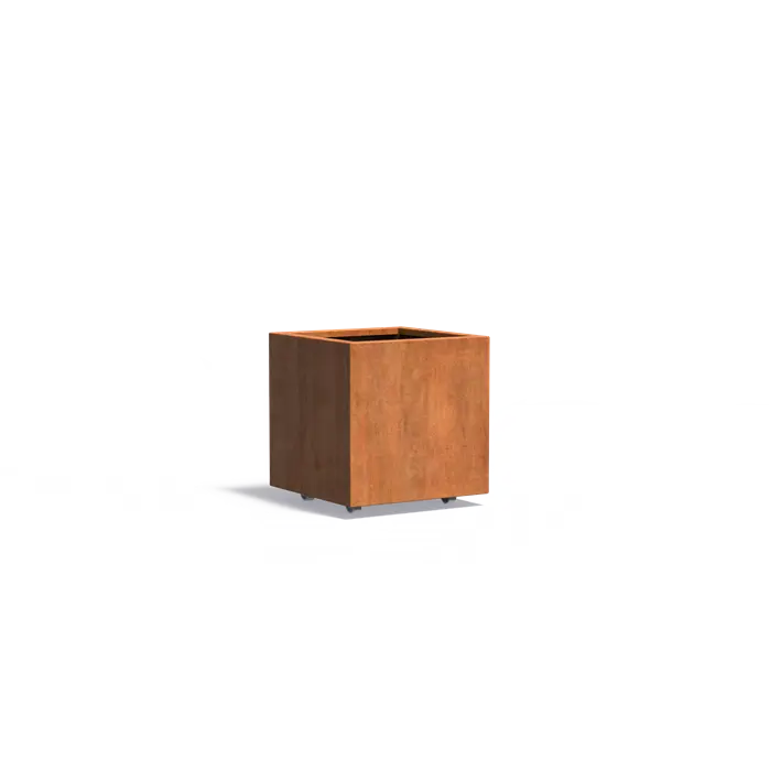 Cortenstaal Plantenbak op Wielen 60 x 60 x 60 cm
