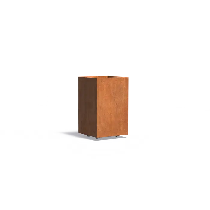 Cortenstaal Plantenbak op Wielen 50 x 50 x 80 cm