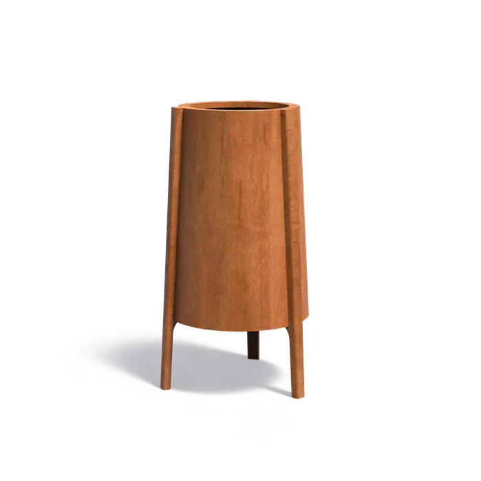 Cortenstaal Plantenbak Op Poten Rond 50 x 120 cm