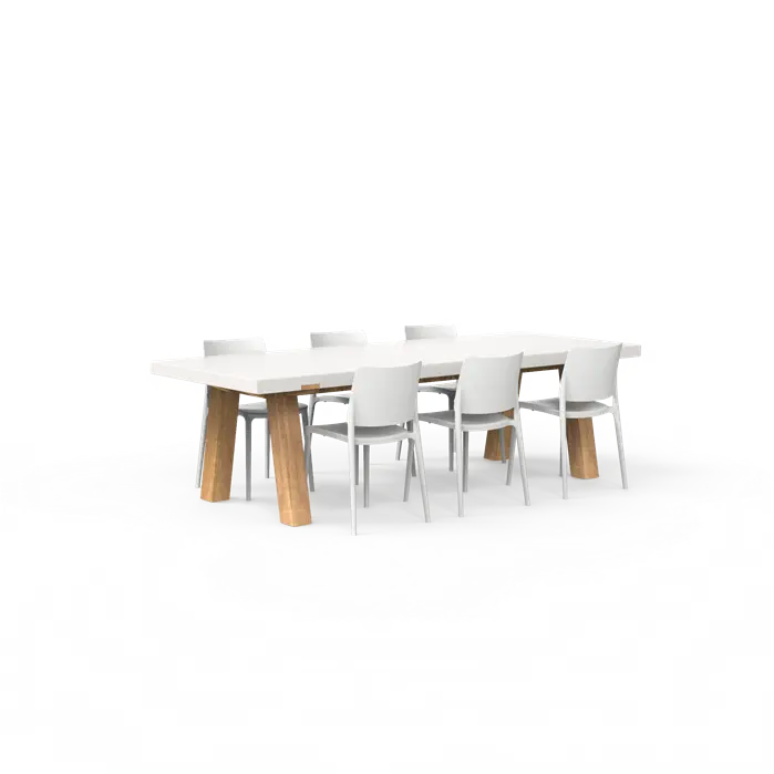 Tuintafel | Buitentafel Wit - 260 x 100 x 75 cm - Aluminium | Eikenhout
