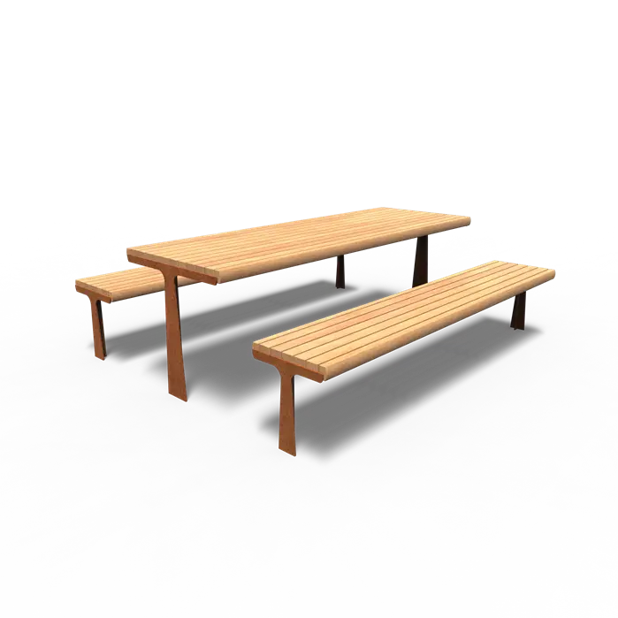 Picknick Set Cortenstaal 258.4 x 207 x 90.5 cm - Garapa Hardhout