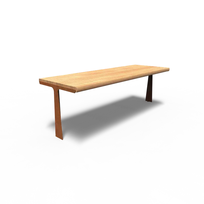 Cortenstaal Tafel 230 x 79 x 90.5 cm - Garapa Hardhout - Tuintafel