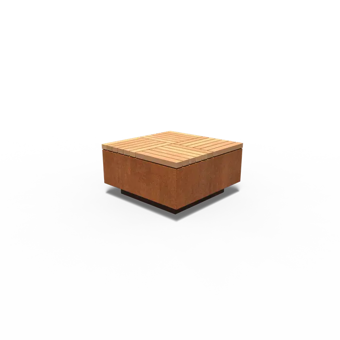 Cortenstaal Hocker Vierkant 85.2 x 85.2 x 45 cm - Hocker Buiten | Tuin