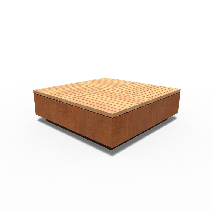 Cortenstaal Hocker Vierkant 142.8 x 142.8 x 45 cm - Hocker Buiten | Tuin