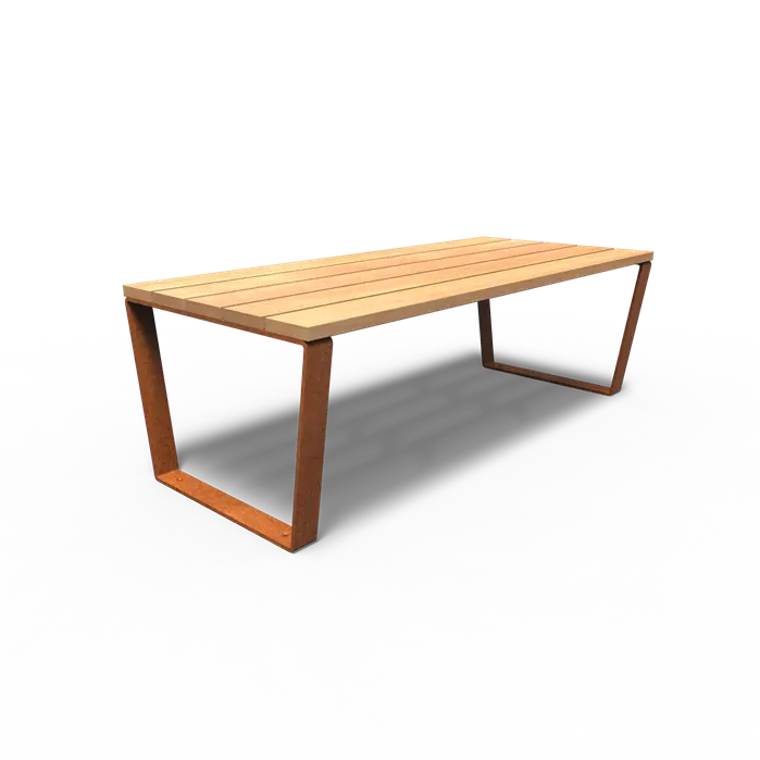 Cortenstaal Tafel 230 x 103 x 76 cm - Garapa Hardhout - Tuintafel