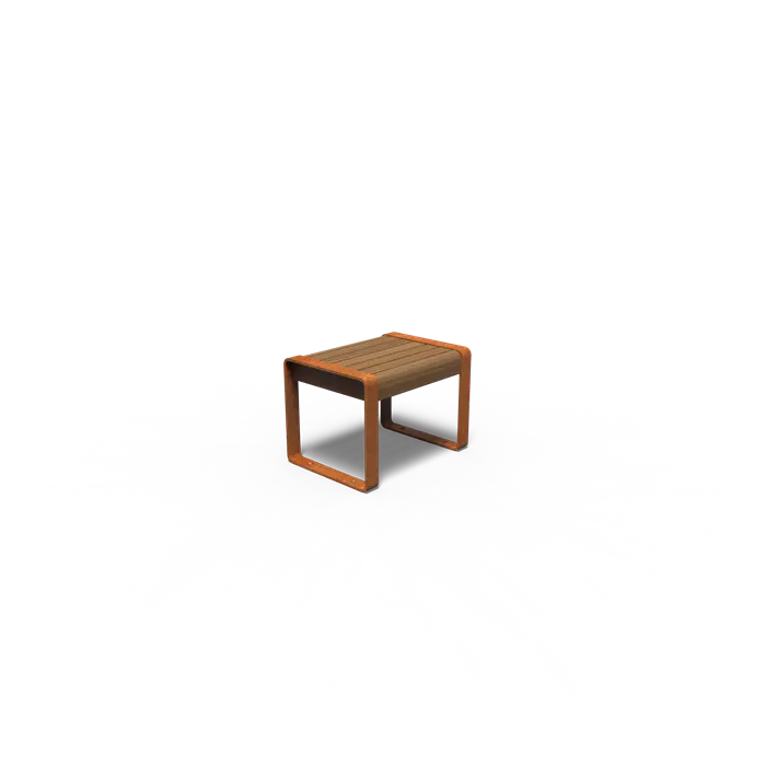 Cortenstaal Bankje 60 x 44 x 43 cm - Kebony Hout