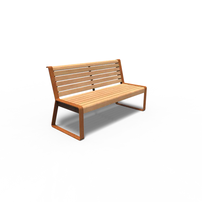 Cortenstaal Bank met Rugleuning 150 x 65 x 85 cm - Garapa Hardhout
