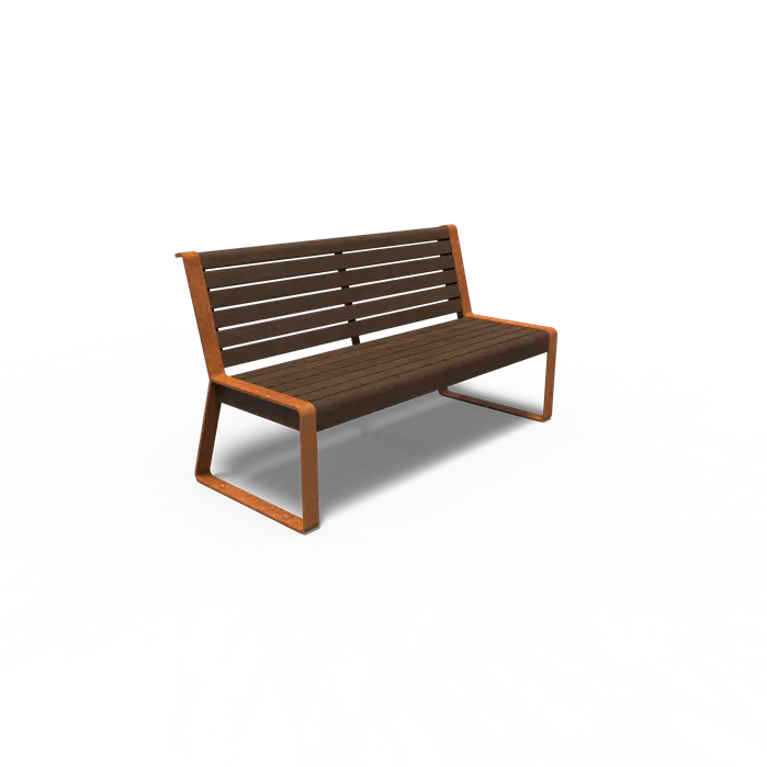 Cortenstaal Bank met Rugleuning 150 x 65 x 85 cm - Bamboe