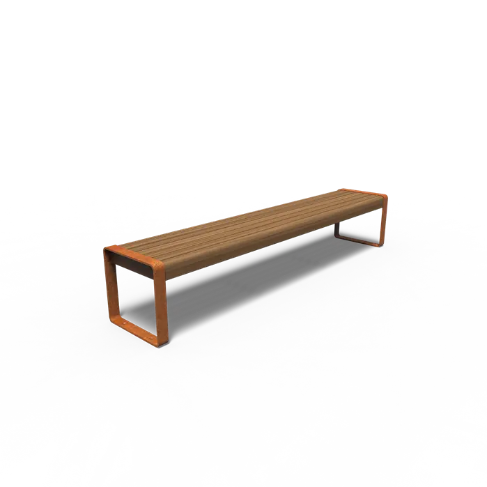 Cortenstaal Bank 230 x 44 x 43 cm - Kebony Hout