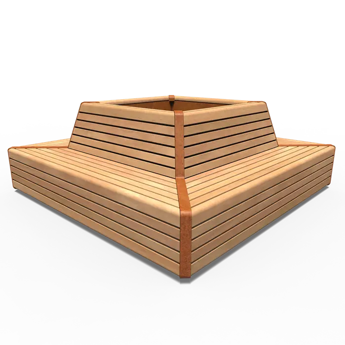 Cortenstaal Plantenbak met Bank 2300 x 2300 x 850 mm