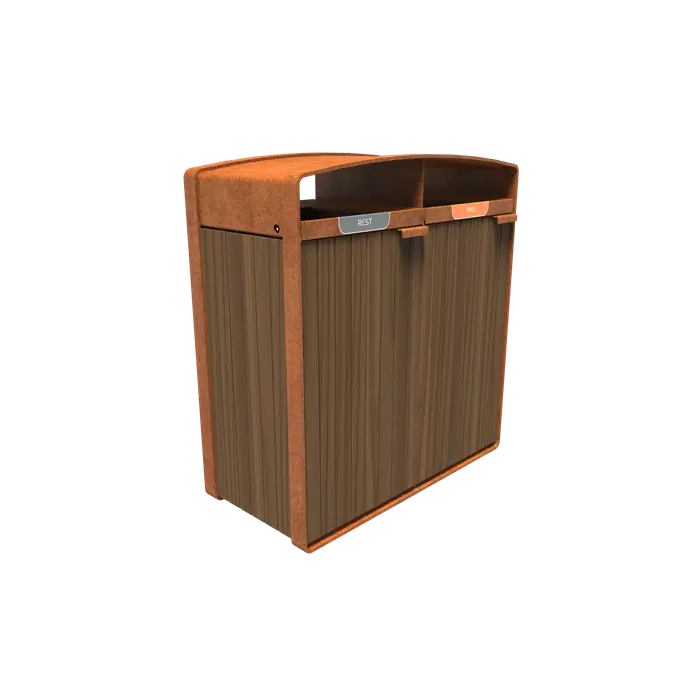 Cortenstaal Afvalbak 1065 x 550 x 1150 mm - Kebony
