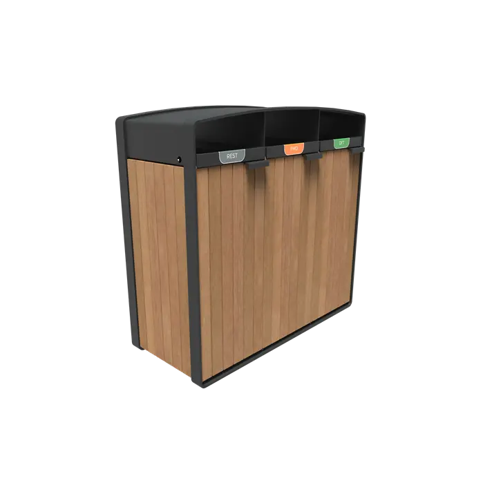 Afvalbak Gecoat Staal 1195 x 550 x 1150 mm - Garapa Hardhout