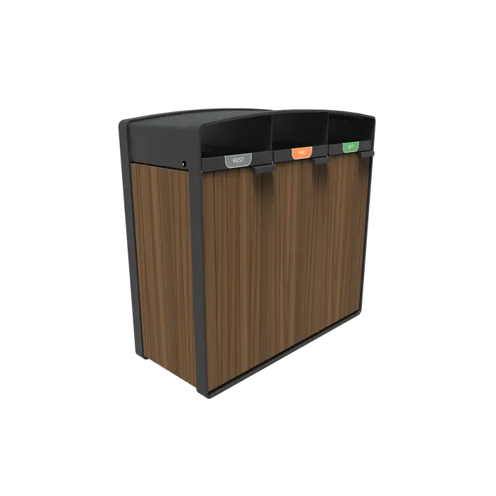 Afvalbak Gecoat Staal 1195 x 550 x 1150 mm - Kebony