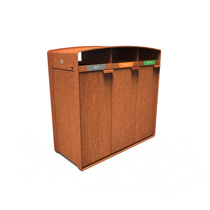 Cortenstaal Afvalbak 1195 x 550 x 1150 mm
