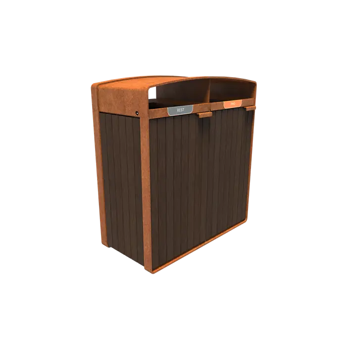 Cortenstaal Afvalbak 1065 x 550 x 1150 mm - Bamboe