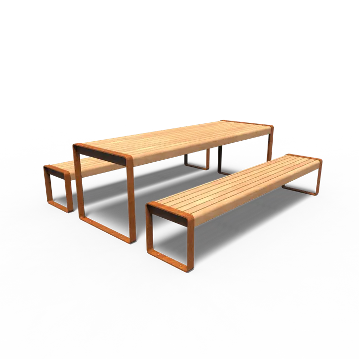 Picknick Set Cortenstaal 230 x 207 x 75 cm - Garapa Hardhout