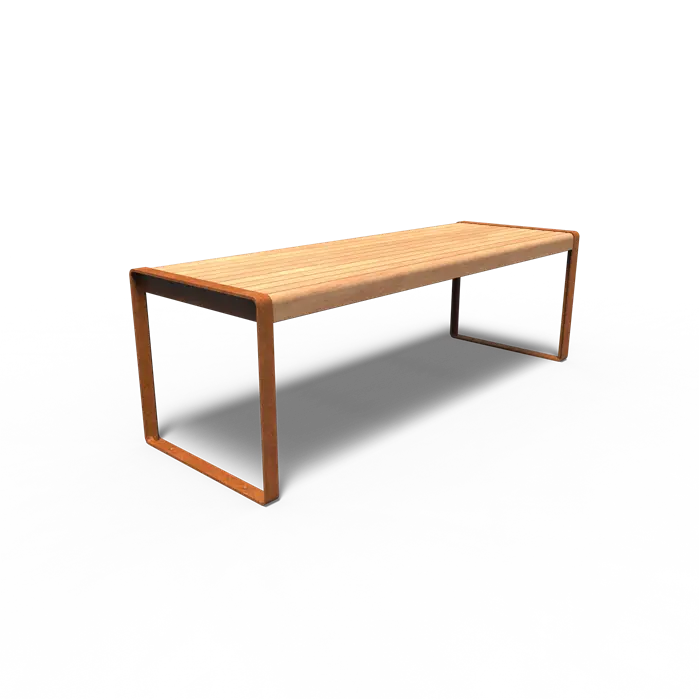 Cortenstaal Tafel 230 x 79 x 75 cm - Garapa Hardhout - Tuintafel