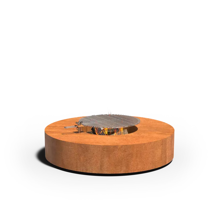 Vuurtafel Cortenstaal Rond met Grillrooster 125 x 28 cm