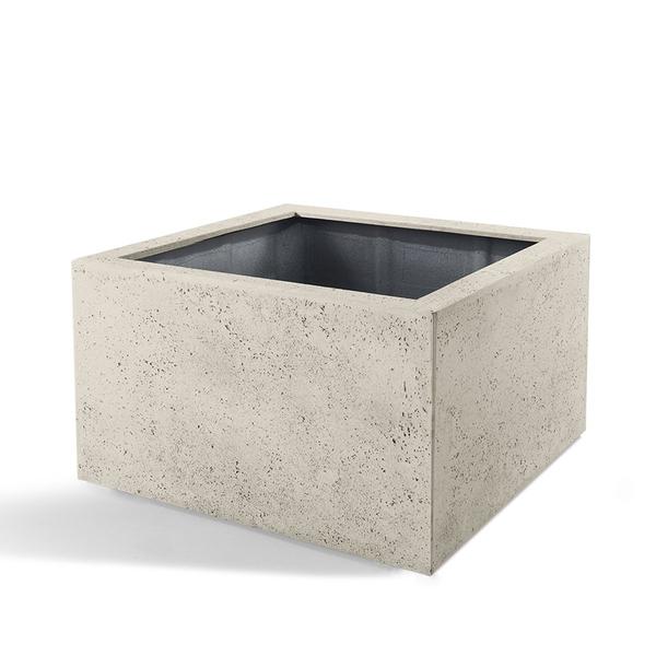 Pot Grigio Low Cube Antique White - D80 x H60 - Luca Lifestyle | Betonlook Plantenbak