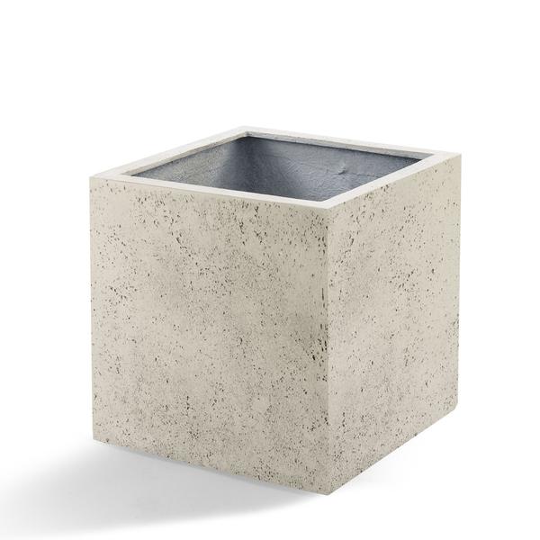 Pot Grigio Cube Antique White - D60x H60 - Luca Lifestyle | Betonlook Plantenbak