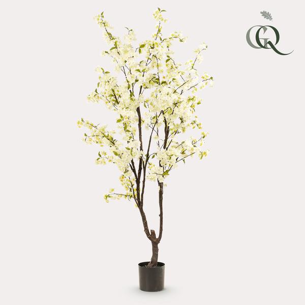 Kunstplant - Prunus - Kersenbloesem - Wit - ↕210cm - Ø17cm