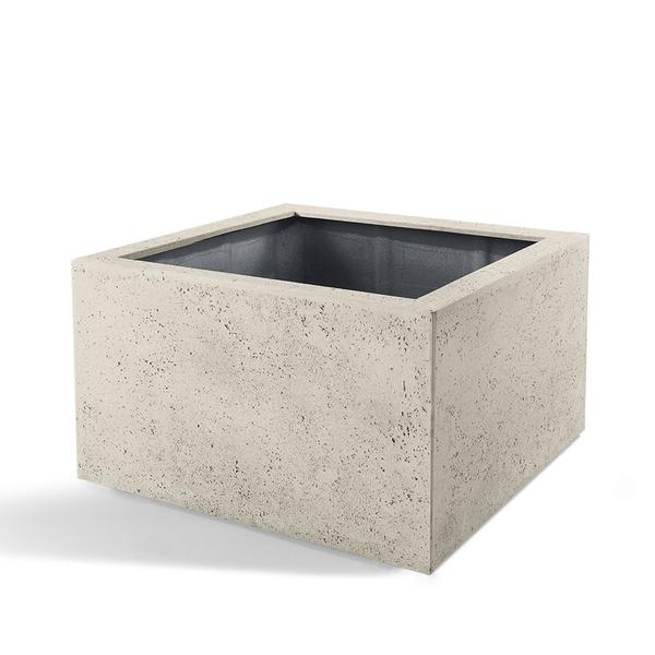 Pot Grigio Low Cube Antique White - D60 x H40 - Luca Lifestyle | Betonlook Plantenbak
