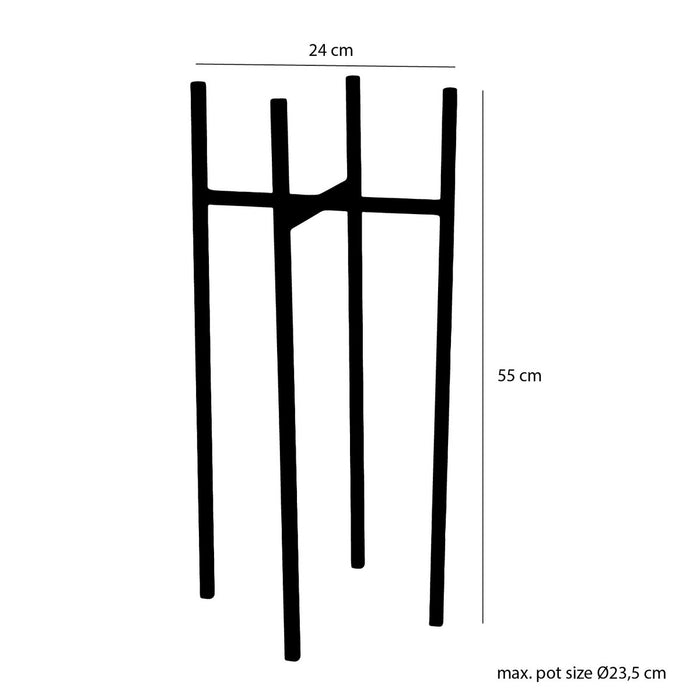 Plantenstandaard - L24 x B24 x H55 cm - Metaal - Zwart