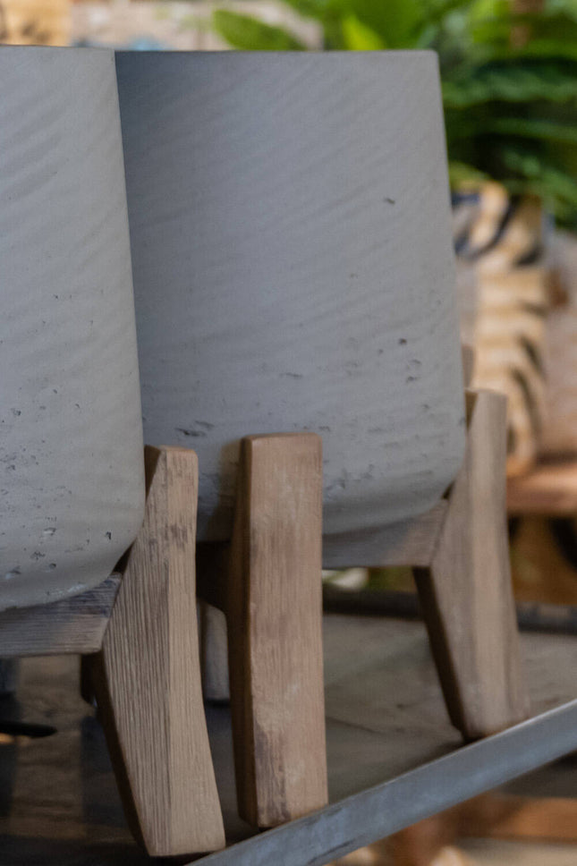 Pottery Pots Patt XXL (Feet low), Grey Washed Ø28,6cm