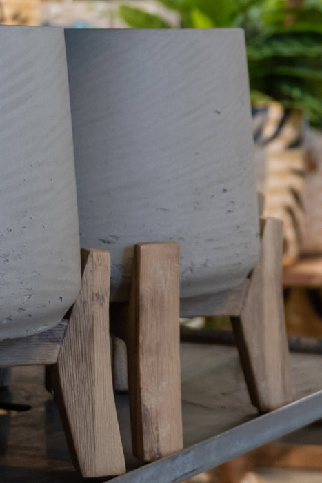 Pottery Pots Patt XXL (Feet low), Grey Washed Ø28,6 cm