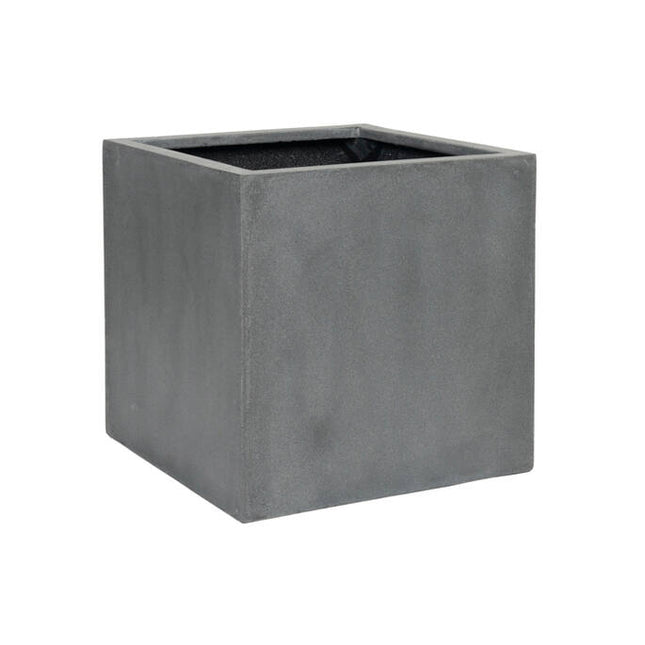 Jardinera gris bloque - XL - D60xH60 - Jardinera de cerámica | Jardinera con aspecto de hormigón