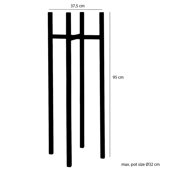 Plantenstandaard XL - L38 x B38 x H95 cm - Metaal - Zwart
