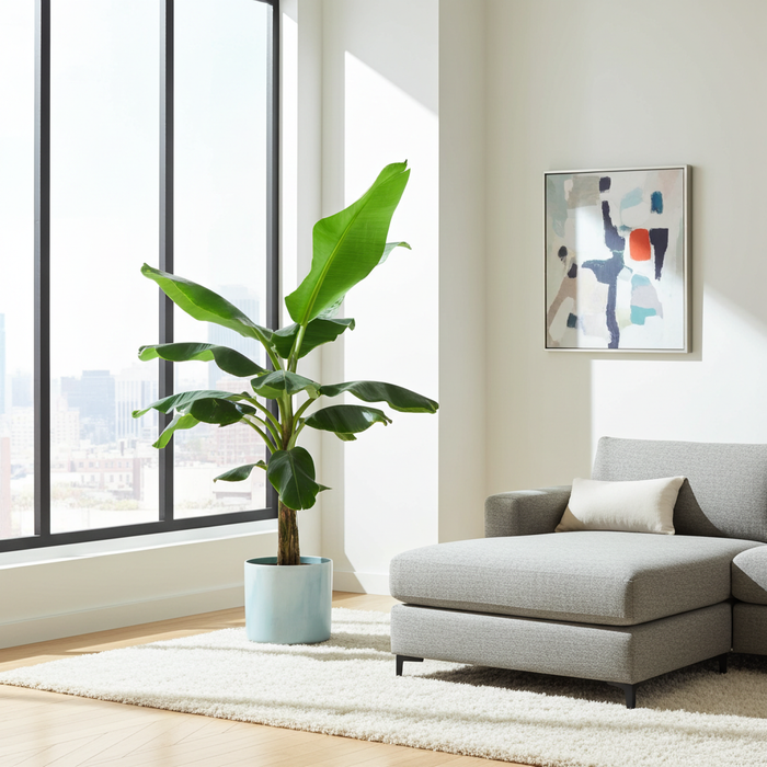 Bananenplant (Musa) inclusief Ocean Round atlantisch blauw - ↕100cm - Ø22cm