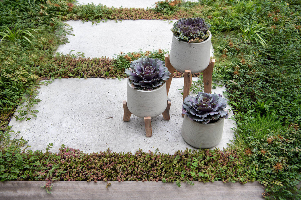 Pottery Pots Patt XXL (Feet low), Grey Washed Ø28,6 cm