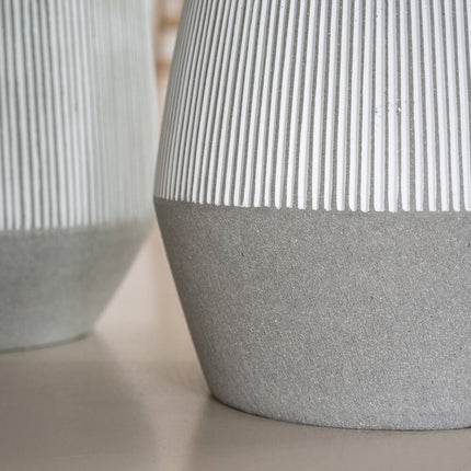 Pottery Pots Harley L, White Stripe Ø38 cm