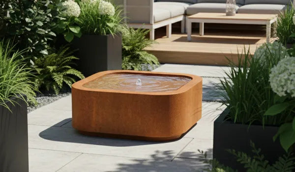 Cortenstaal Watertafel Premium - 120x120x40 cm - Fontein