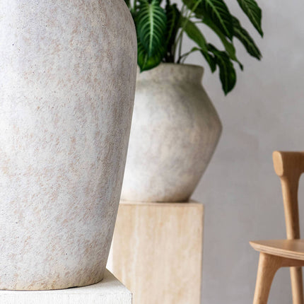 Pottery Pots Lena M, Travertine Beige Ø34 cm